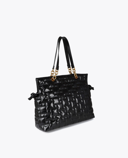 Quilted Shopper with Chain and Faux Leather Handles