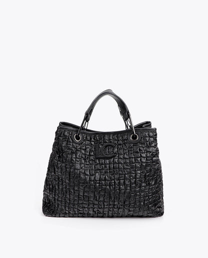 Ruched Leather Effect Bag
