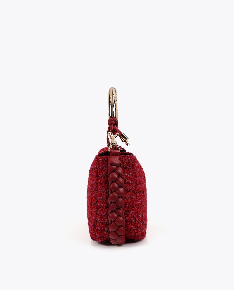 Metallic Handle Customized Tweed Shoulder Bag