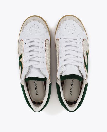 Sneakers with Snake Effect Details and Leather