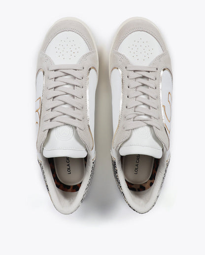 Sneakers with Snake Effect and Leather Details