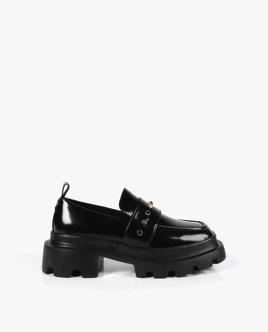 Square Toe Loafer with Stud Detail