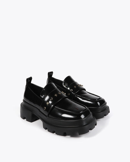 Square Toe Loafer with Stud Detail