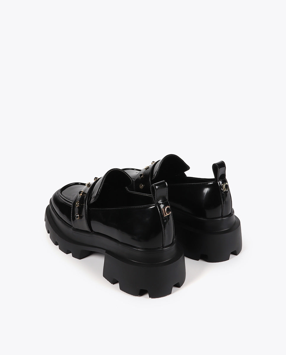 Square Toe Loafer with Stud Detail