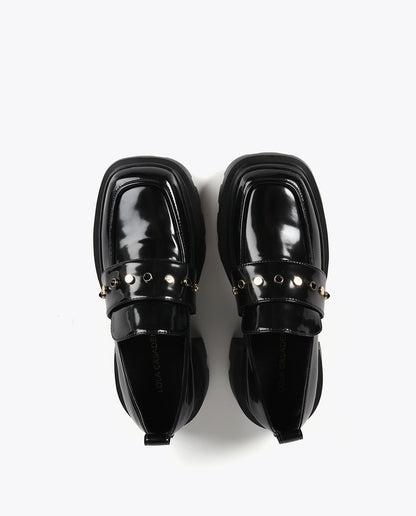 Square Toe Loafer with Stud Detail