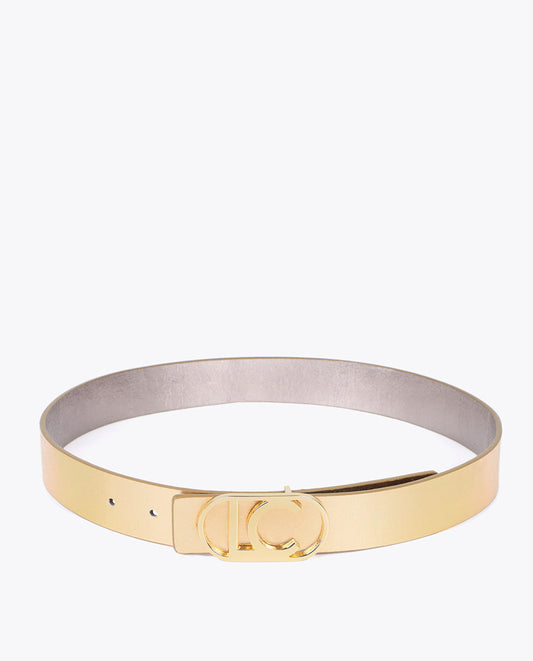 Reversible Belt with Metallic Oval Buckle