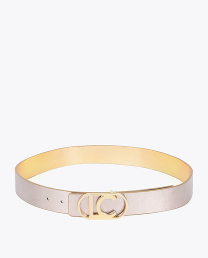 Reversible Belt with Metallic Oval Buckle