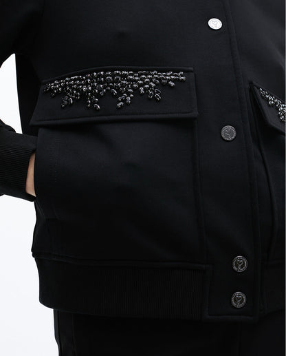 Bomber with Jewel Pocket Details