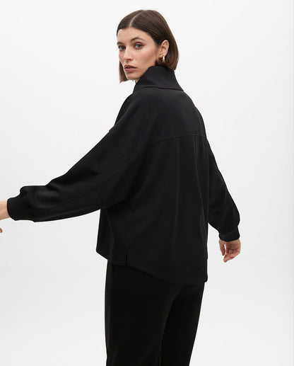 Sweatshirt with Front Pocket Leather Effect