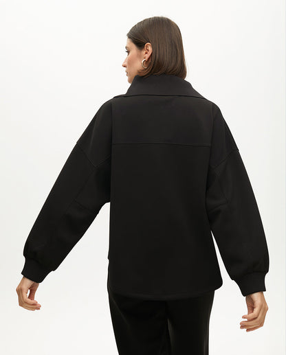 Sweatshirt with Front Pocket Leather Effect