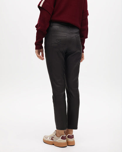 Beige Waxed Flared Pants