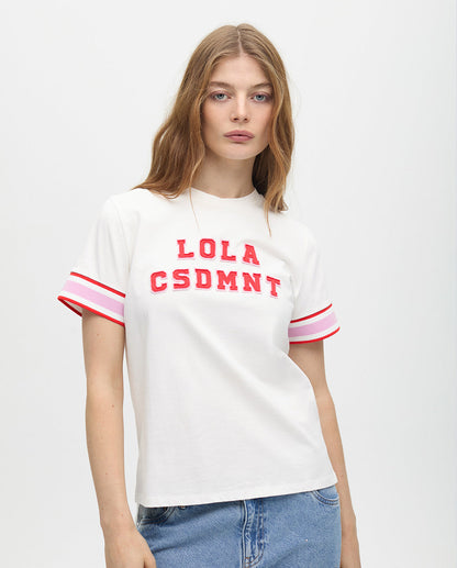 T-shirt with Ribbed Sleeve Detail