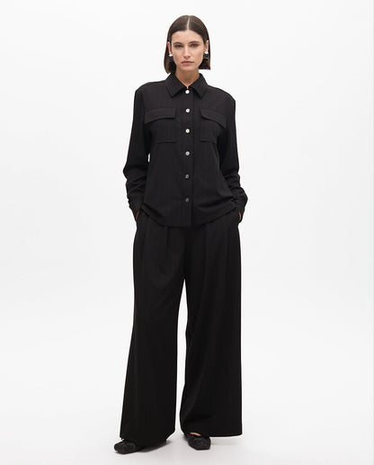 Lamé Pinstripe Shirt with Pockets