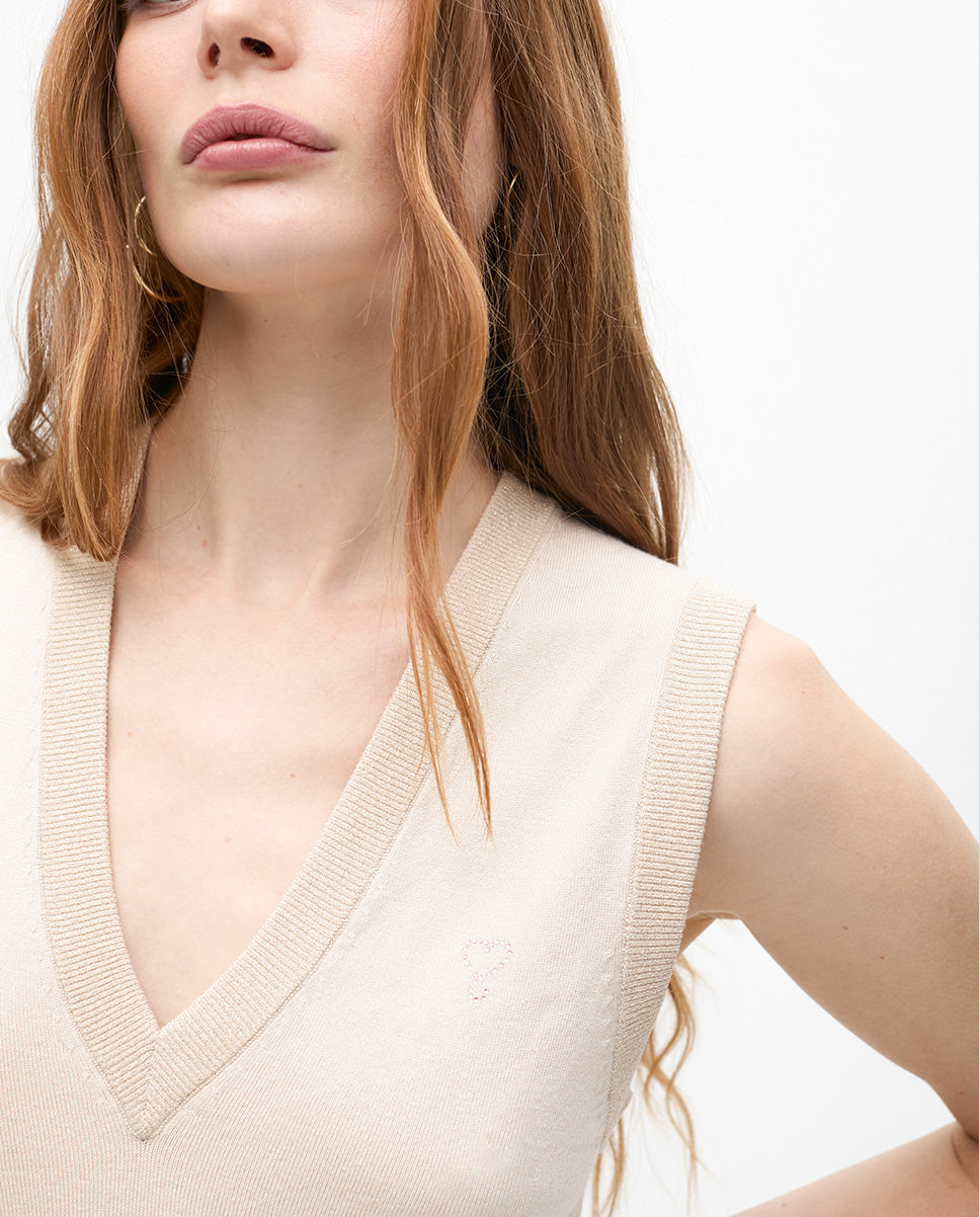 Basic Top with Lurex Contrast Detail