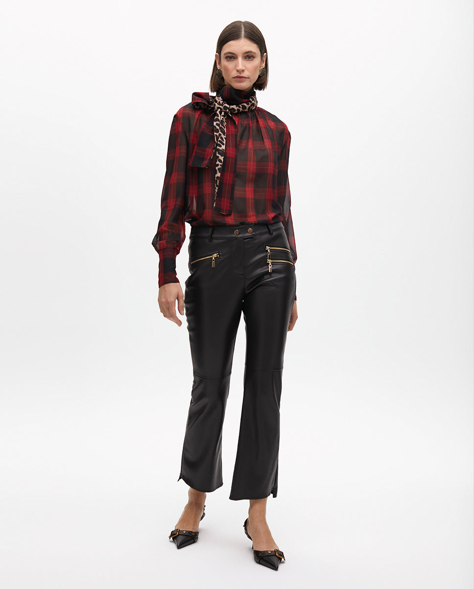 Bow Tie Animal Print and Tartan Shirt