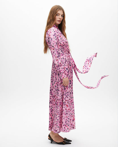 Animal Print Shirt Midi Dress