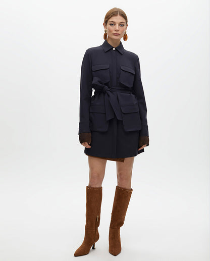Short Shirt Dress with Pockets and Belt