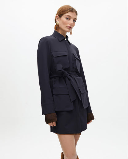 Short Shirt Dress with Pockets and Belt