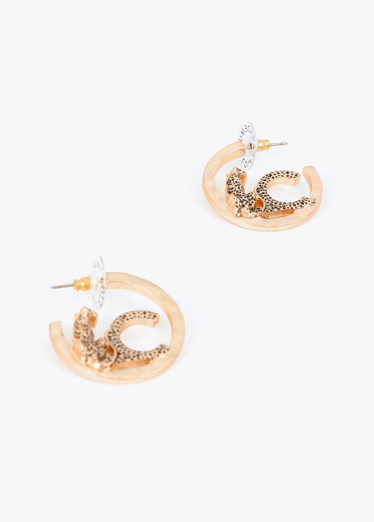 lf2603002-Personalized hoop earrings with animal logo finished texture-Gold