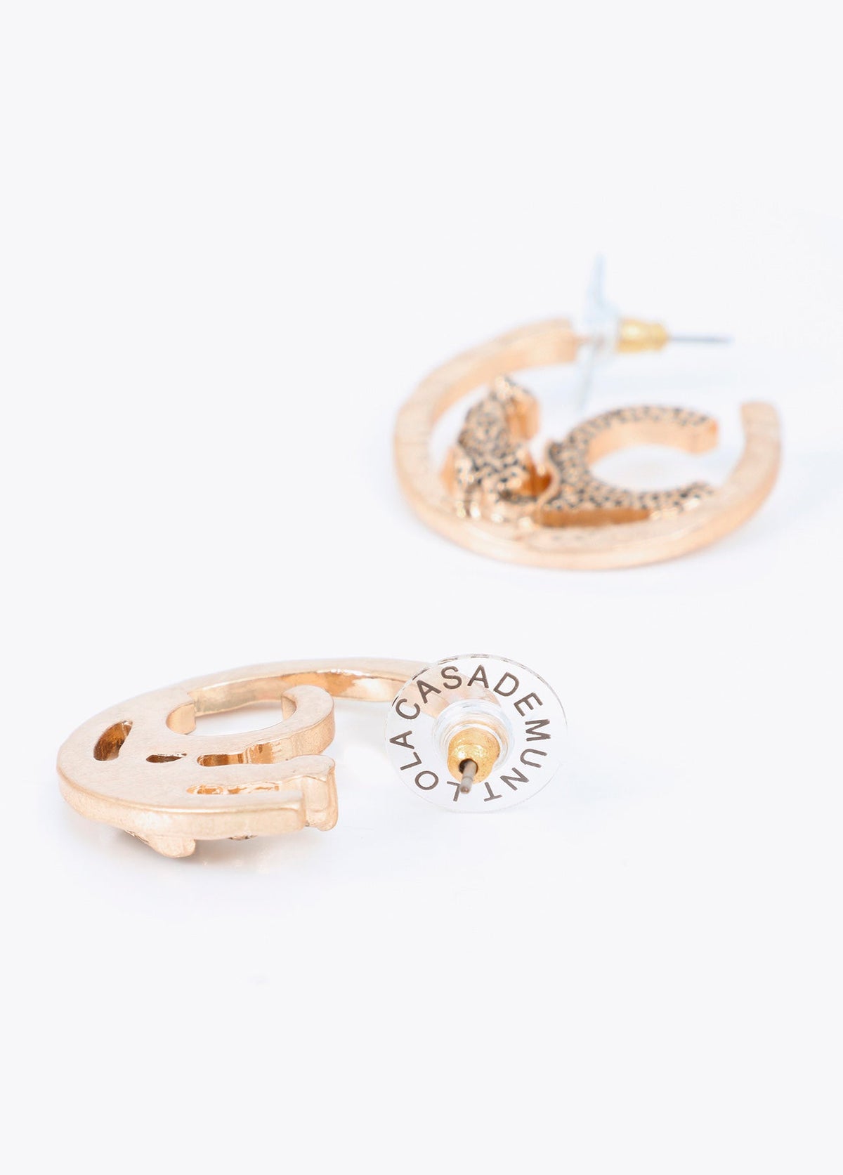 lf2603002-Personalized hoop earrings with animal logo finished texture-Gold