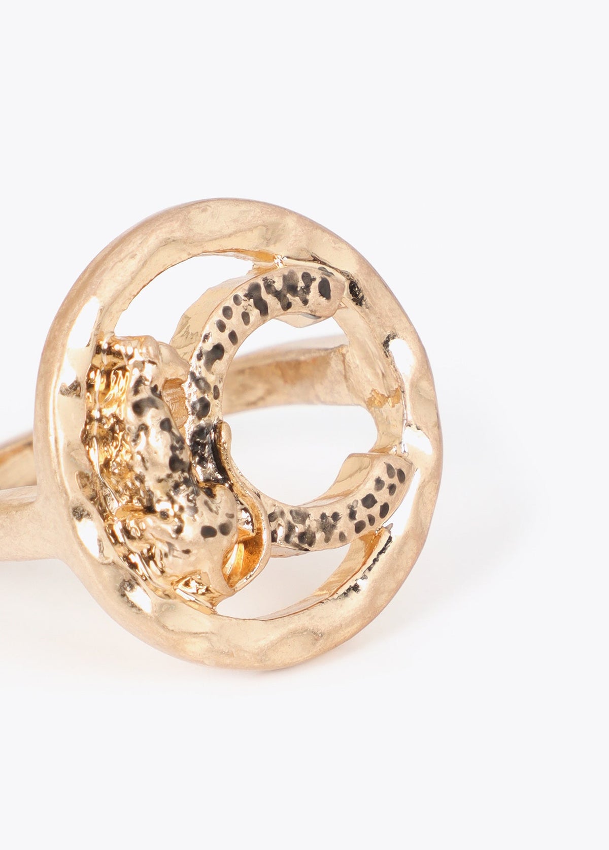 lf2603004-Personalized ring with animal logo finished texture-Gold