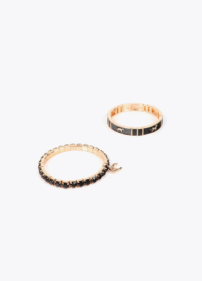 lf2603014-Set of custom lacquered elastic bracelets-Orange-Black