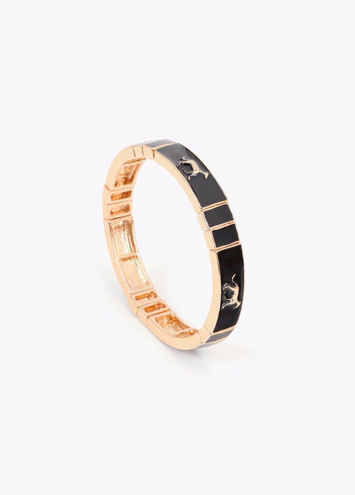 lf2603014-Set of custom lacquered elastic bracelets-Orange-Black