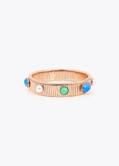 lf2603015-Embossed texture bracelets with inlays-Metal-Multicolor