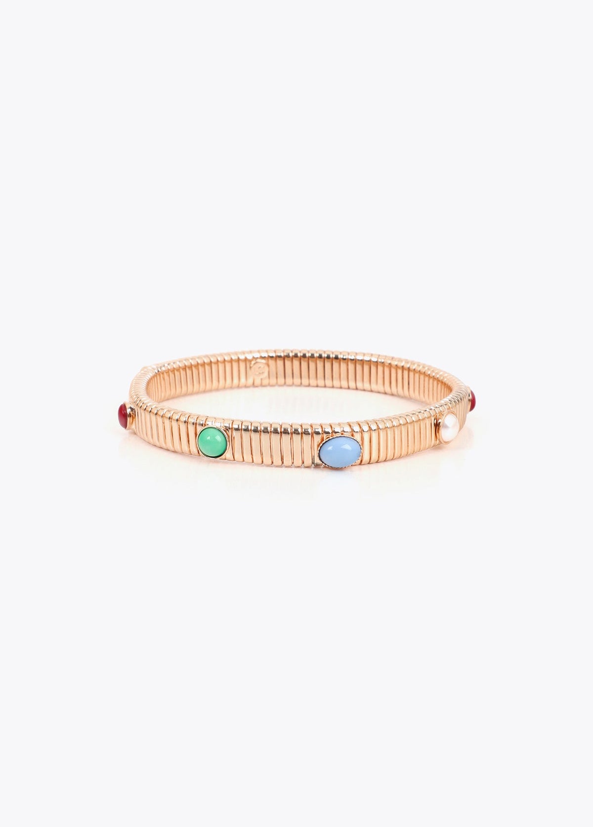 lf2603015-Embossed texture bracelets with inlays-Metal-Multicolor