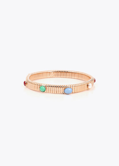lf2603015-Embossed texture bracelets with inlays-Metal-Multicolor