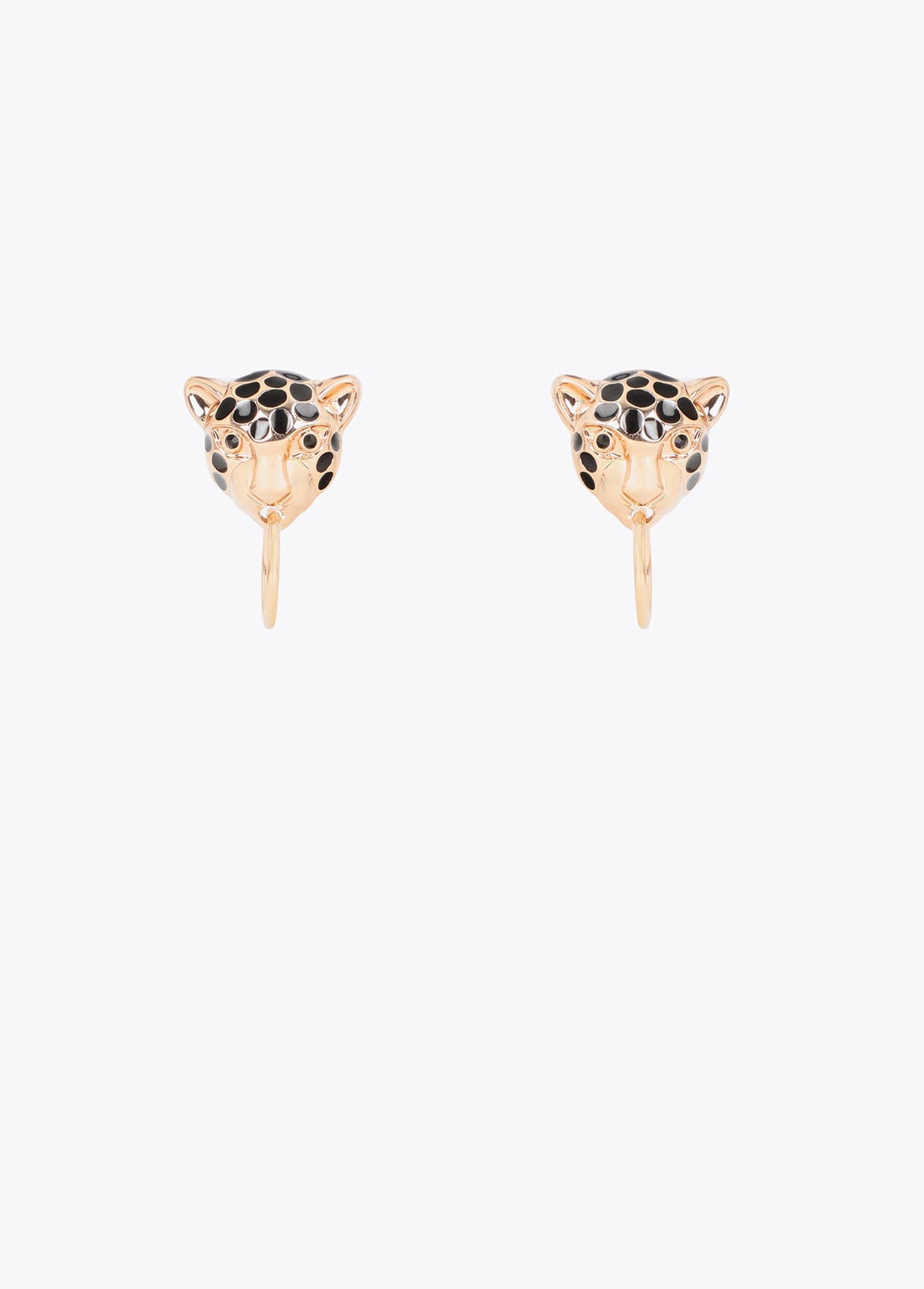 lf2603022-Leopard chain and hoop combined earring-Gold