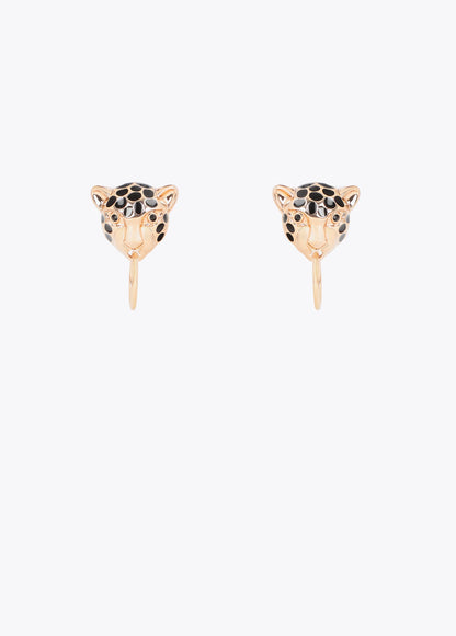 lf2603022-Leopard chain and hoop combined earring-Gold