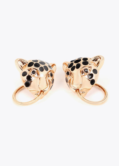 lf2603022-Leopard chain and hoop combined earring-Gold