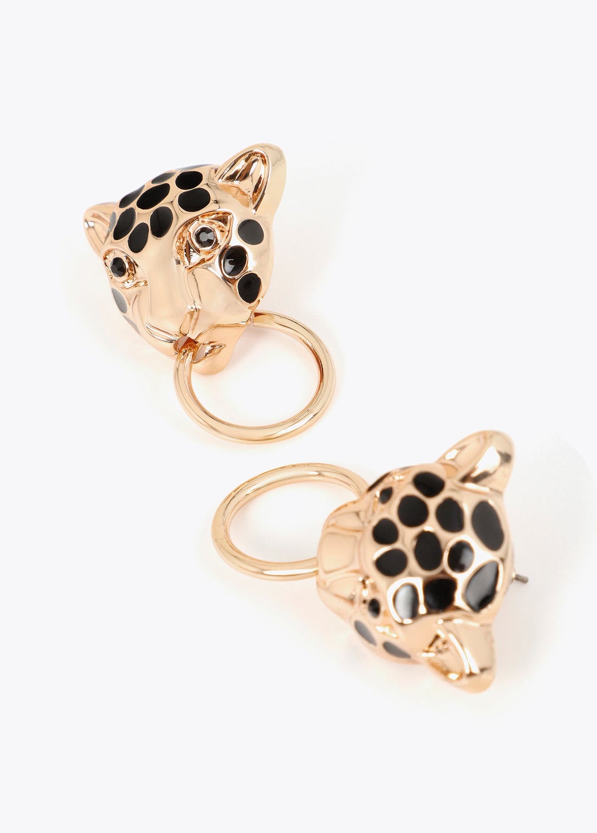 lf2603022-Leopard chain and hoop combined earring-Gold