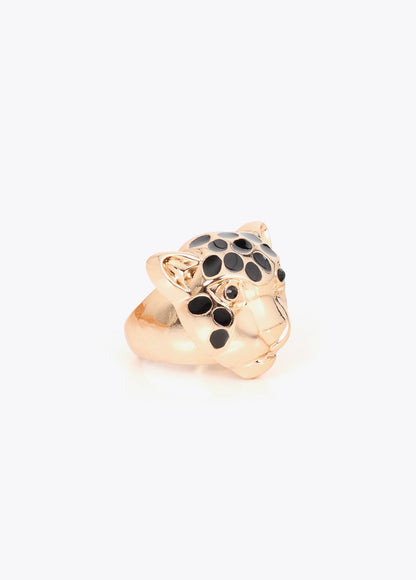 lf2603025-Leopard head ring-Gold