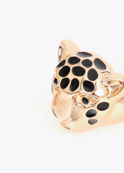 lf2603025-Leopard head ring-Gold