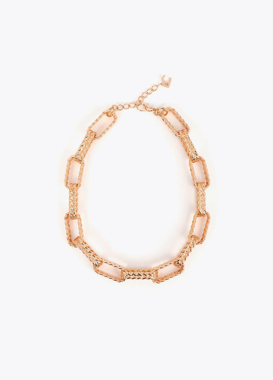 lf2603061-Textured chain necklace-Gold