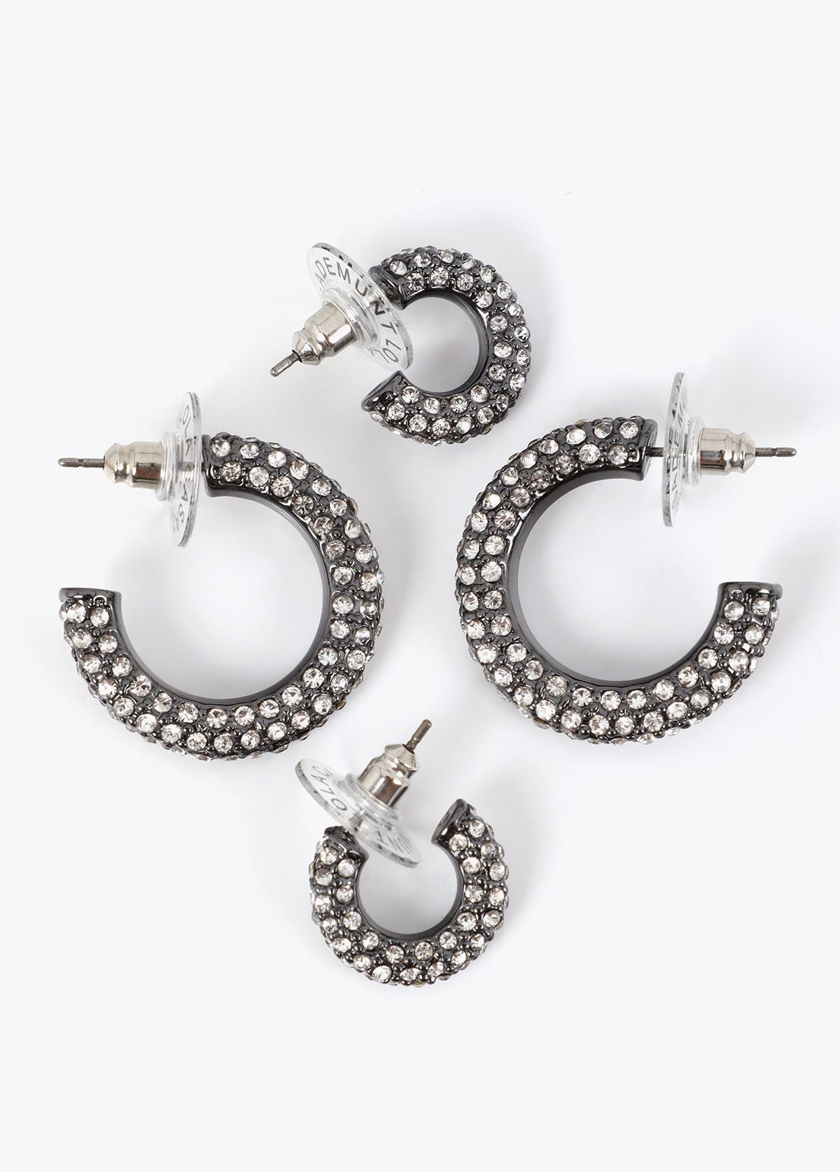 lf2603064-Pack of crystal hoop earrings-Silver