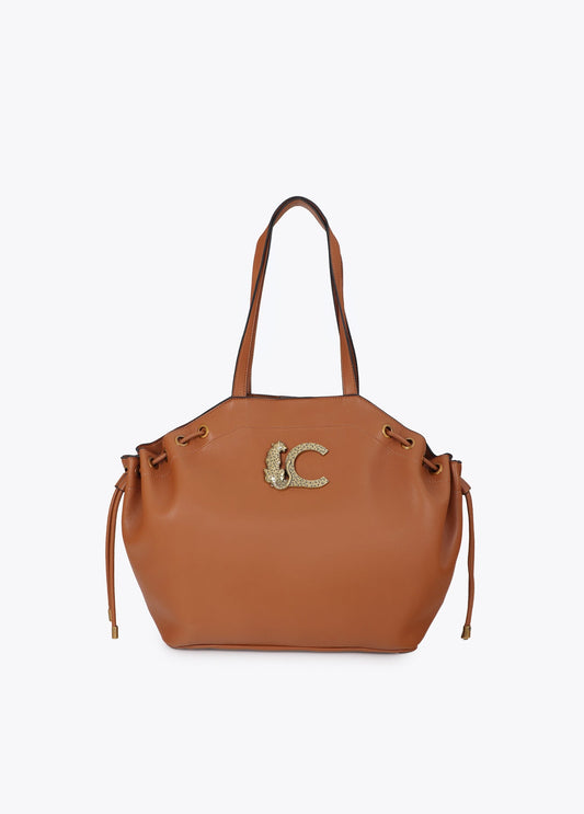 lf2604021-Shopper with adjustable chain detail-Brown