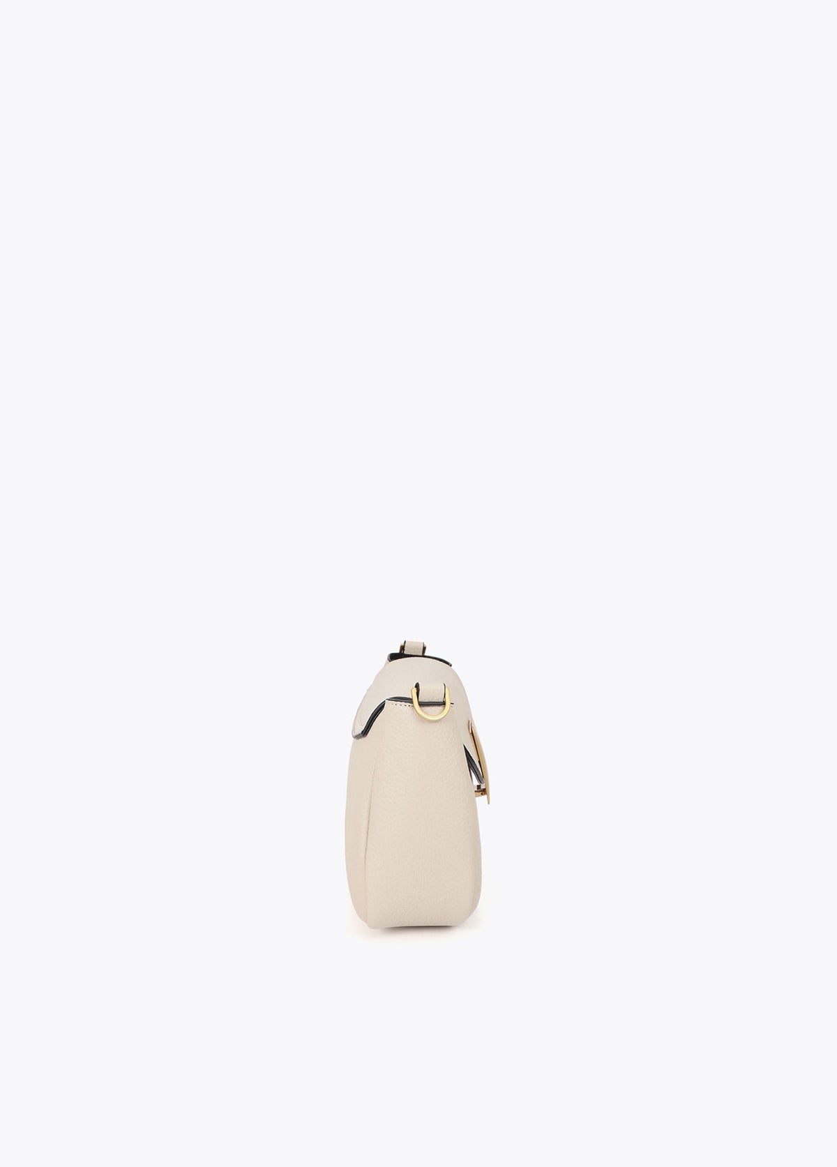 lf2604030-Leather-effect shoulder bag with metal closure detail-Ecru