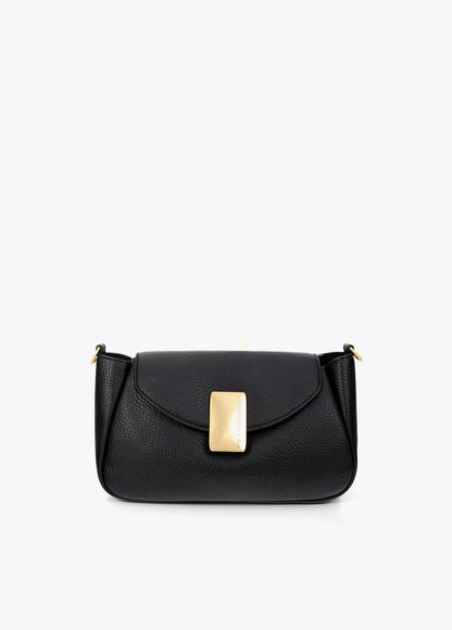 lf2604030-Leather-effect shoulder bag with metal closure detail-Black