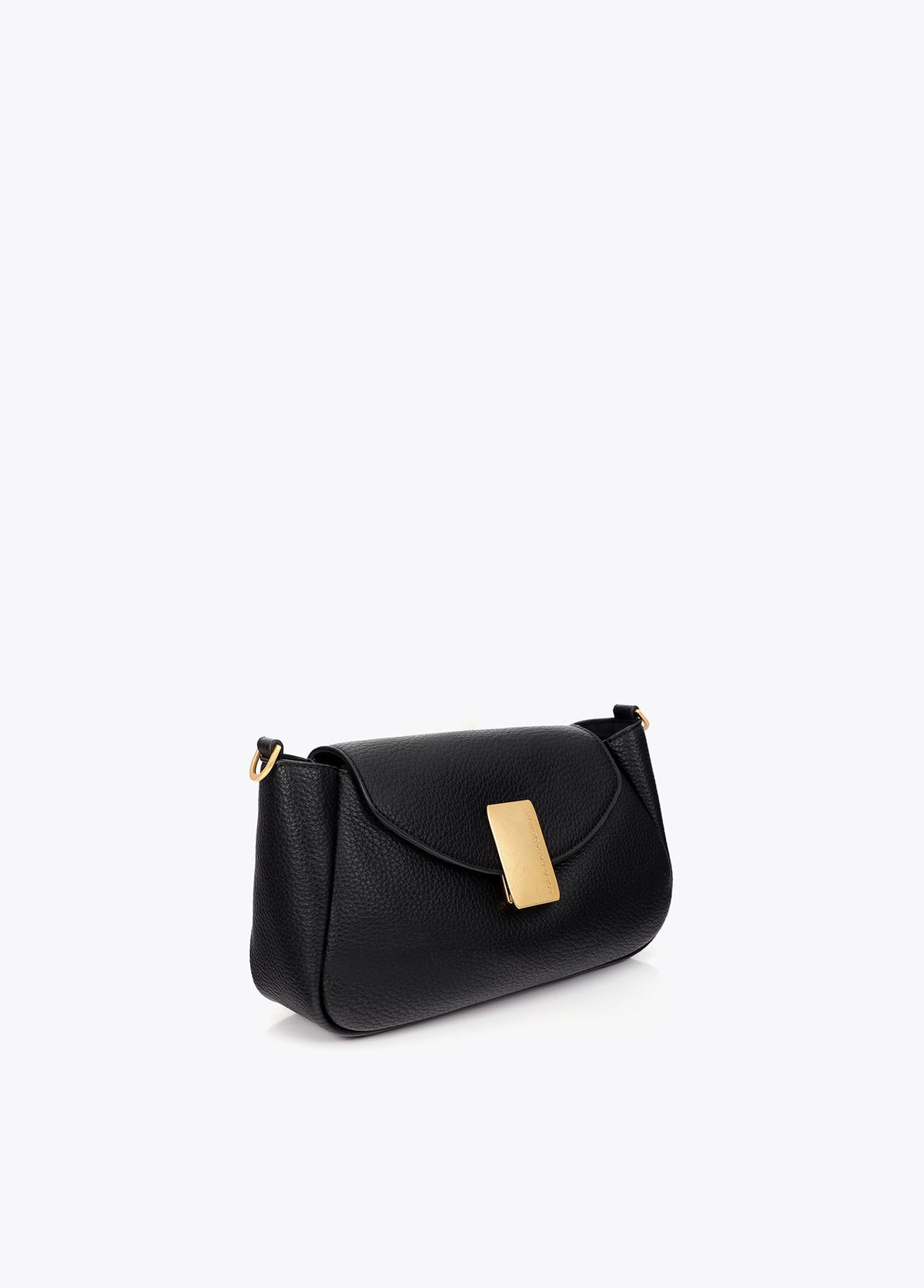 lf2604030-Leather-effect shoulder bag with metal closure detail-Black