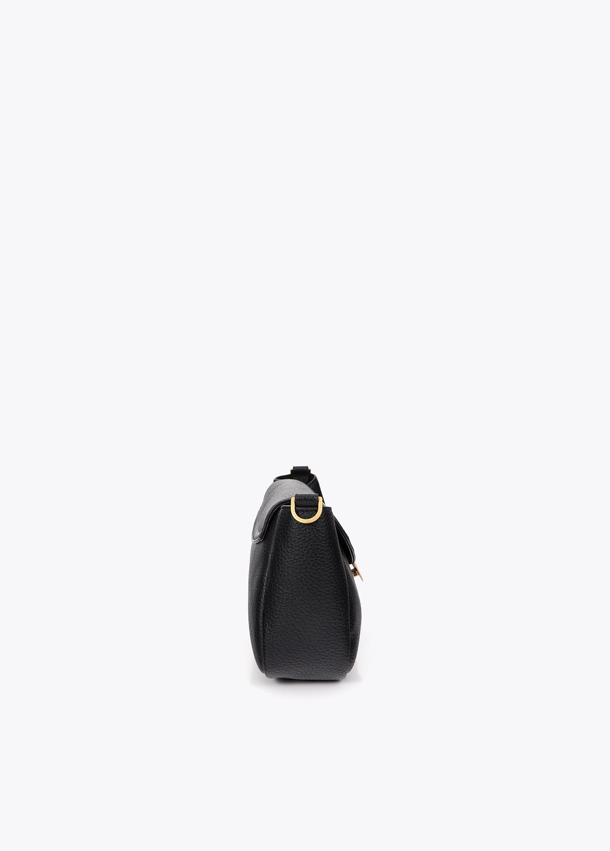 lf2604030-Leather-effect shoulder bag with metal closure detail-Black