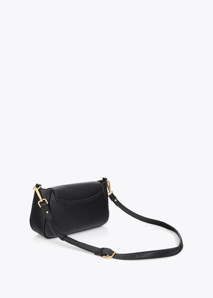 lf2604030-Leather-effect shoulder bag with metal closure detail-Black
