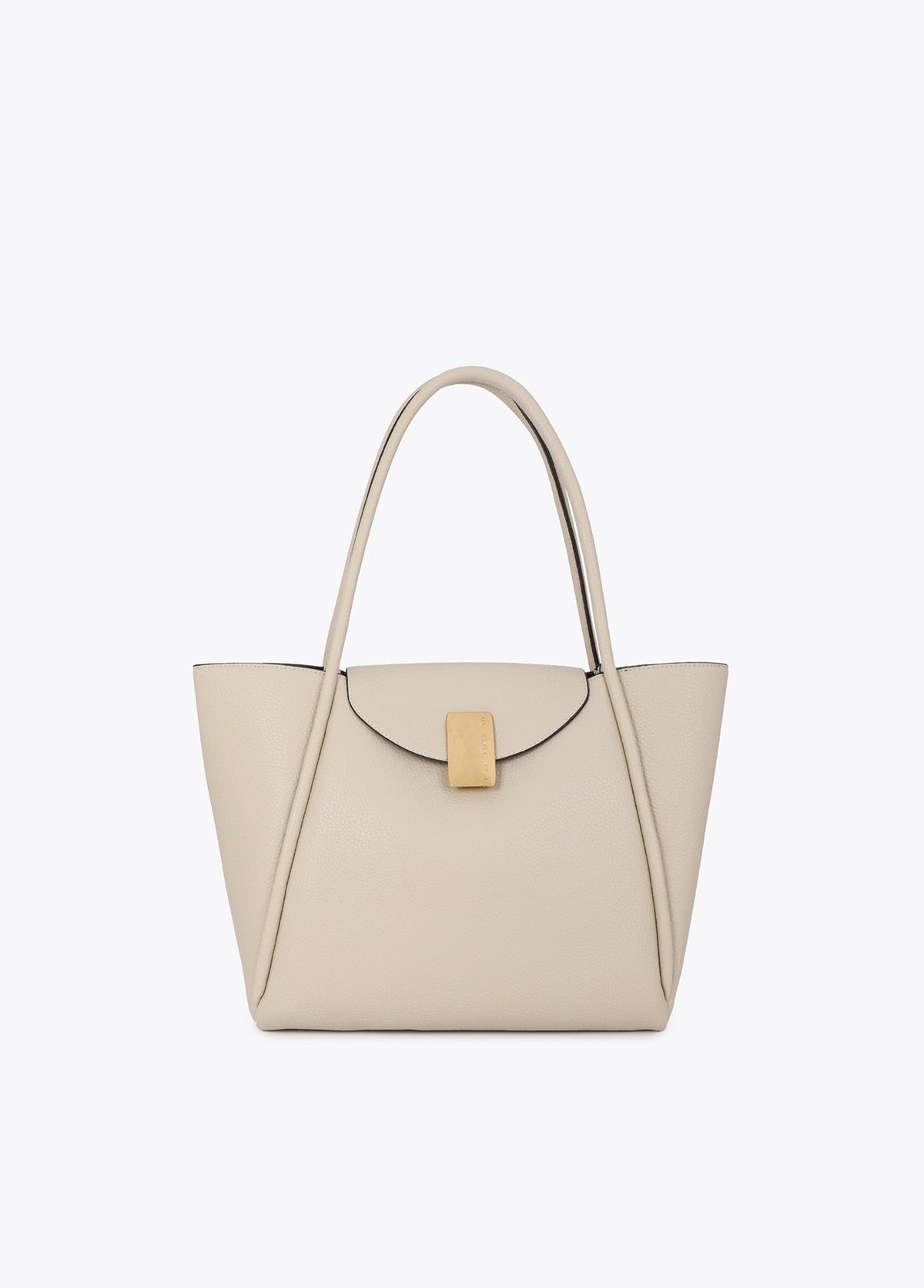 lf2604031-Leather effect shopper detail metal closure-Ecru
