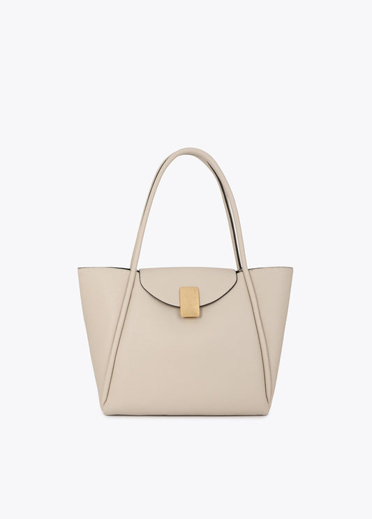 lf2604031-Leather effect shopper detail metal closure-Ecru