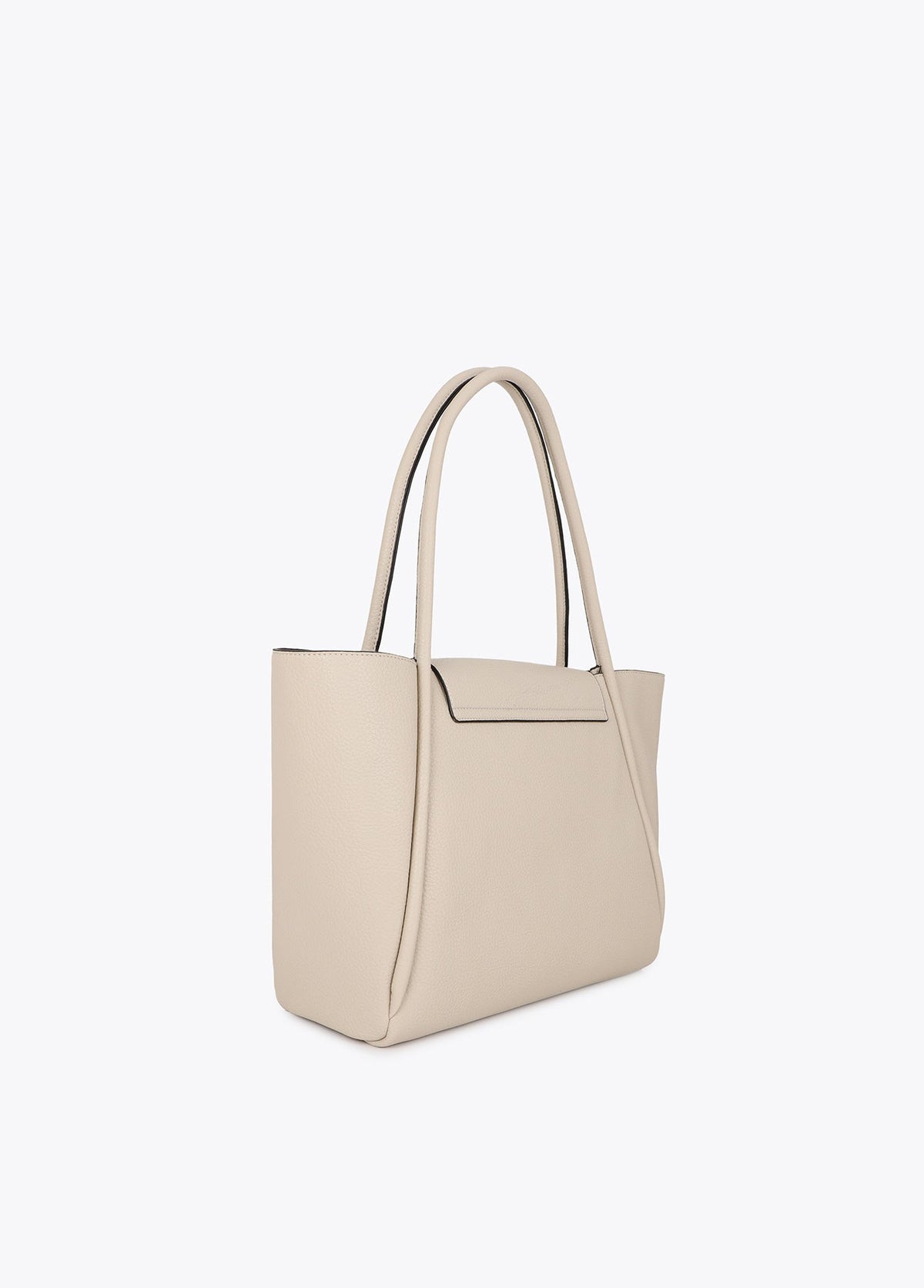 lf2604031-Leather effect shopper detail metal closure-Ecru