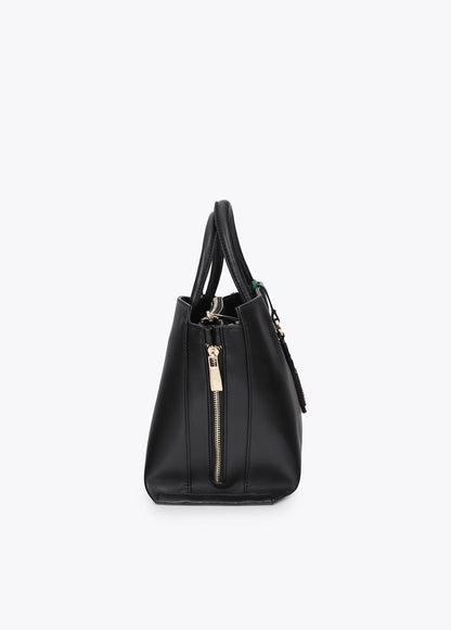 lf2604039-Leather-effect shopper with contrasting pendant-Black