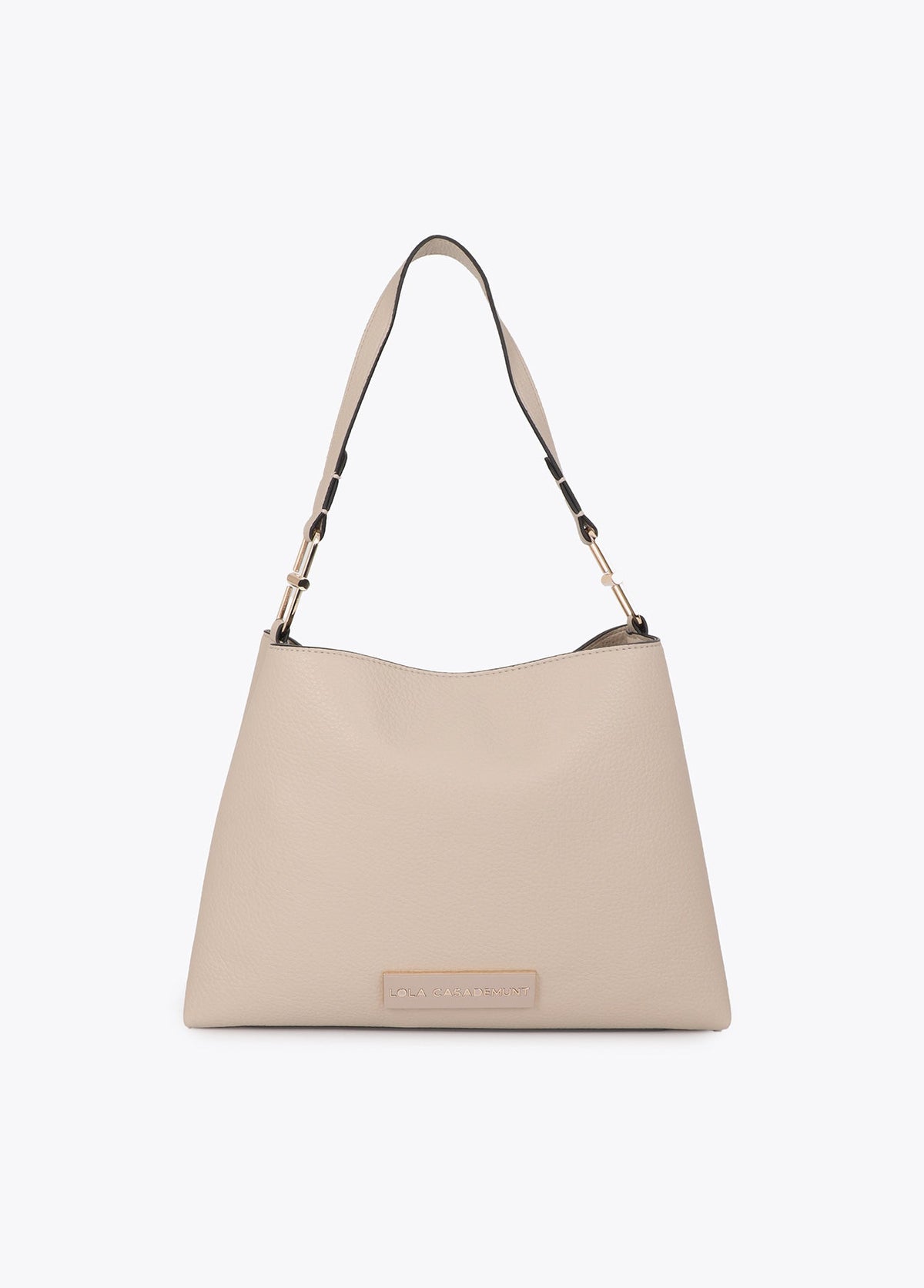 lf2604048-Leather effect shopper with matching logo-Ecru