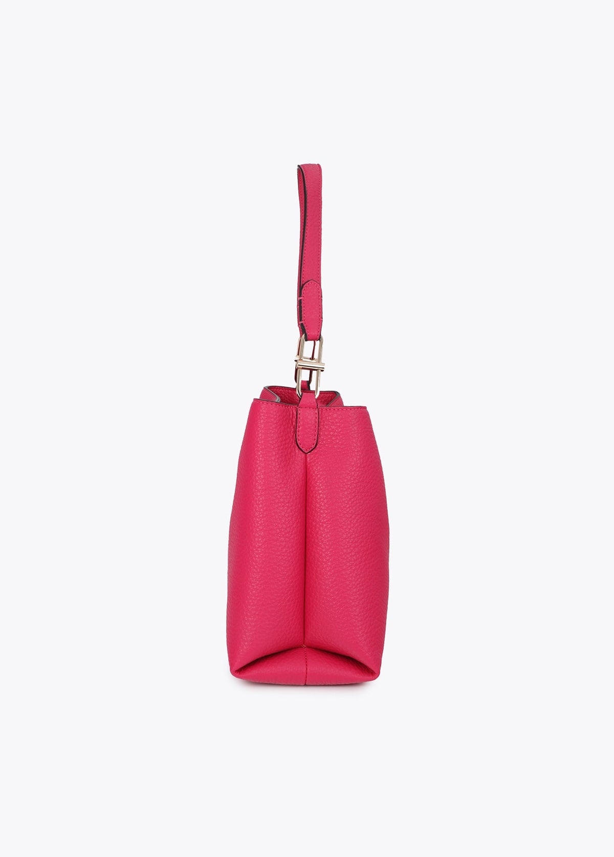 lf2604048-Leather effect shopper with matching logo-Fuchsia